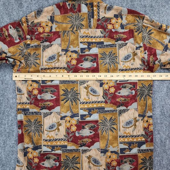 Tori Richard Shirt Mens Medium Tropical Turtle Fish Print Cotton Lawn Hawaii VTG - Picture 4 of 12